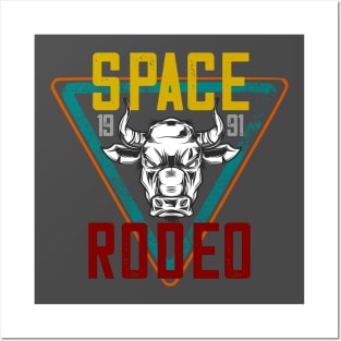 Space Rodeo bull distressed Posters and Art